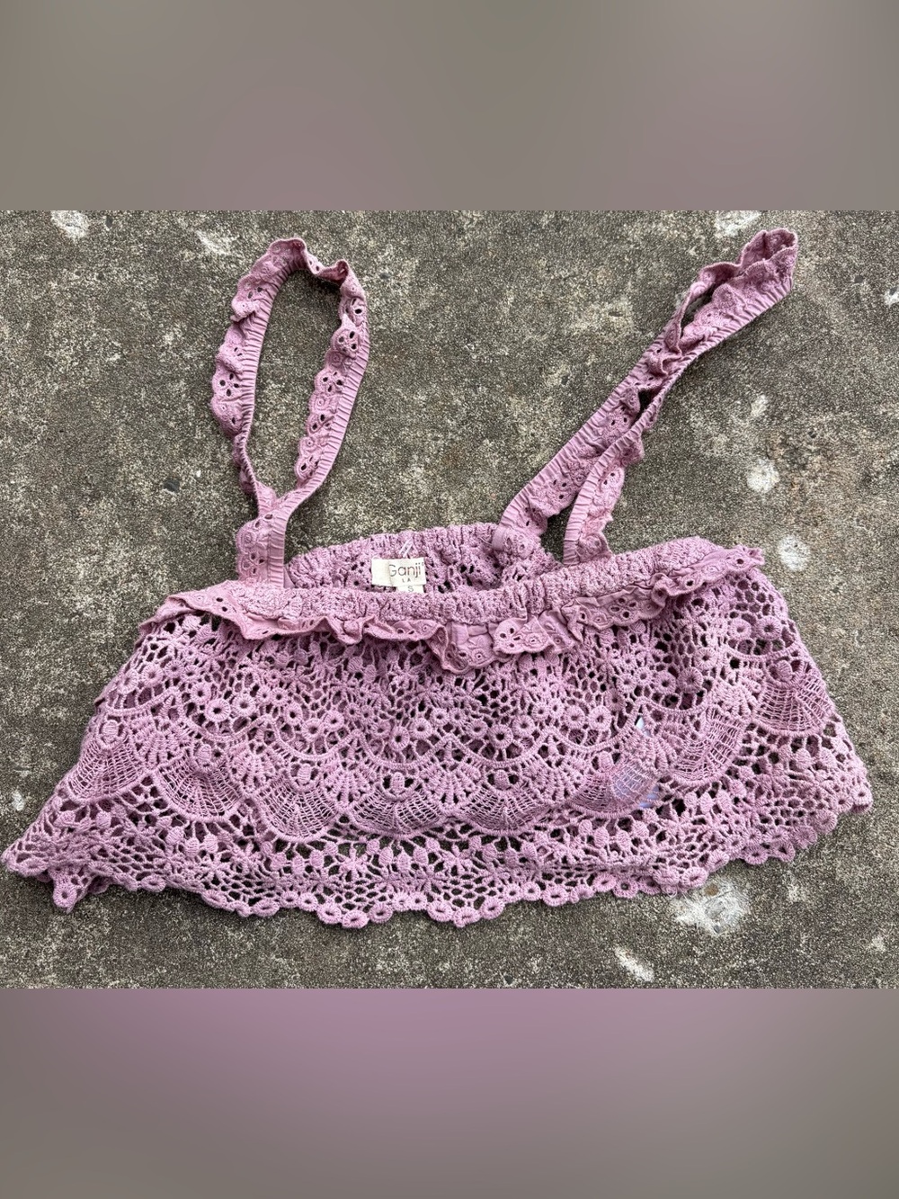 Crochet Lace Crop Top in Dusty Mauve